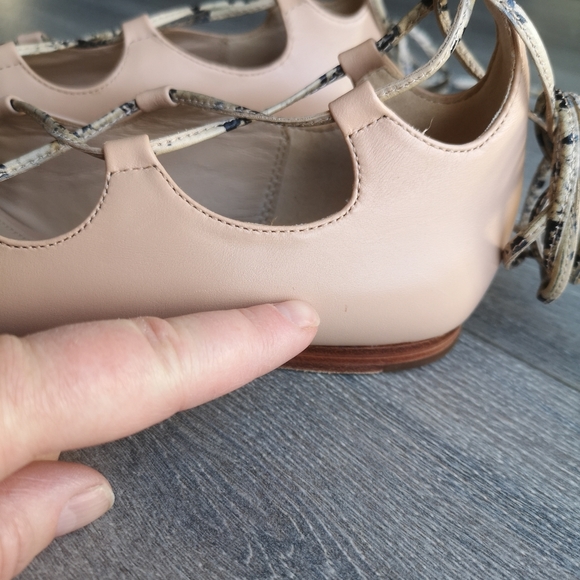 Coach Justine Leather Ghillie Lace Up Pointed Toe Ballet Flat in Nude - Picture 8 of 16